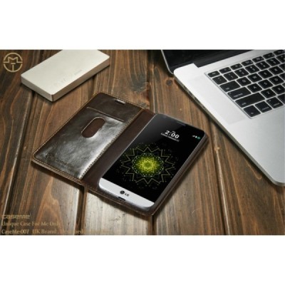 LG G5 (H850) solīds atvēramais ādas brūns maciņš - maks / Vacins.lv