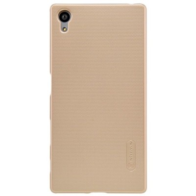 Sony Xperia Z5 Nillkin Frosted Shield zelta plastmasas apvalks + ekrāna aizsargplēve / Vacins.lv
