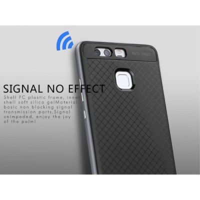Huawei P9 „IPAKY“ cieta silikona (TPU) melns apvalks (apmales - sudrabā krāsā) / Vacins.lv