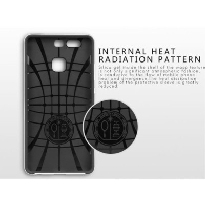 Huawei P9 „IPAKY“ cieta silikona (TPU) melns apvalks (apmales - pelēkā krāsā) / Vacins.lv