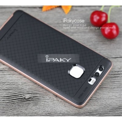 Huawei P9 „IPAKY“ kieto silikono TPU juodas (rožiniais apvadais) dėklas - nugarėlė / Priedai.lt