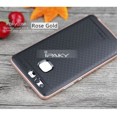 Huawei P9 „IPAKY“ kieto silikono TPU juodas (rožiniais apvadais) dėklas - nugarėlė / Priedai.lt