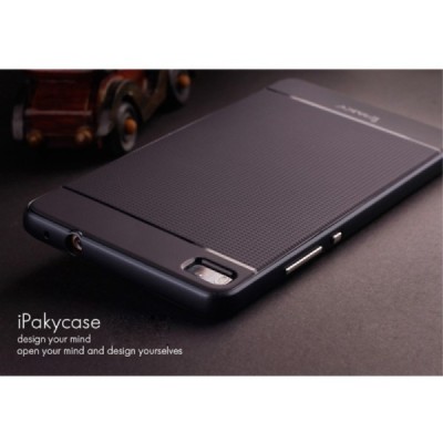 Huawei P8 „IPAKY“ cieta silikona (TPU) melns apvalks (apmales - melnā krāsā) / Vacins.lv