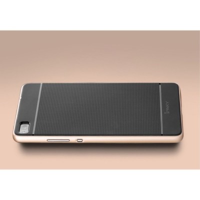 Huawei P8 „IPAKY“ cieta silikona (TPU) melns apvalks (apmales - zeltā krāsā) / Vacins.lv