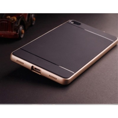 Huawei P8 „IPAKY“ cieta silikona (TPU) melns apvalks (apmales - zeltā krāsā) / Vacins.lv