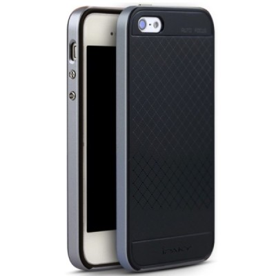 Apple iPhone SE, Apple iPhone 5 ir Apple iPhone 5S „IPAKY“ cieta silikona (TPU) melns apvalks (apmales - pelēkā krāsā) / Vacins.