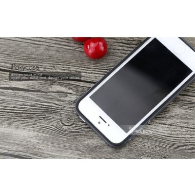 Apple iPhone SE, Apple iPhone 5 ir Apple iPhone 5S „IPAKY“ cieta silikona (TPU) melns apvalks (apmales - pelēkā krāsā) / Vacins.