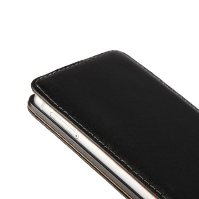 Huawei P9 (Ascend) klasisks ādas vertikāli atvēramais melns maciņš / Vacins.lv