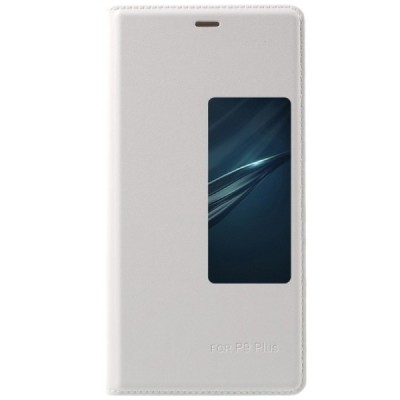 Huawei P9 Plus balts atvēramais Smart Window ādas maciņš / Vacins.lv