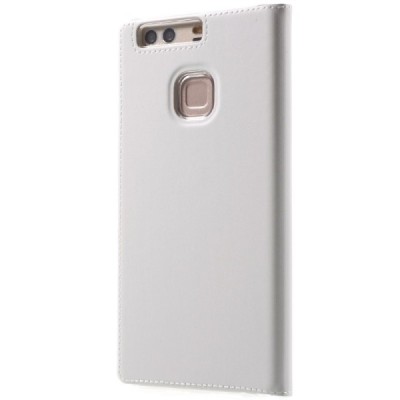 Huawei P9 Plus balts atvēramais Smart Window ādas maciņš / Vacins.lv