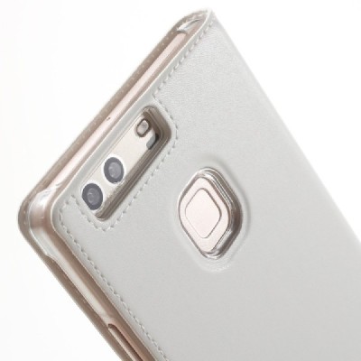 Huawei P9 Plus balts atvēramais Smart Window ādas maciņš / Vacins.lv