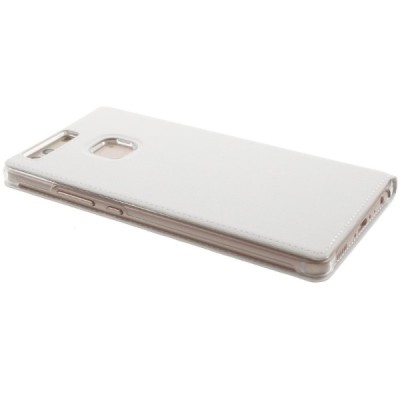 Huawei P9 Plus balts atvēramais Smart Window ādas maciņš / Vacins.lv