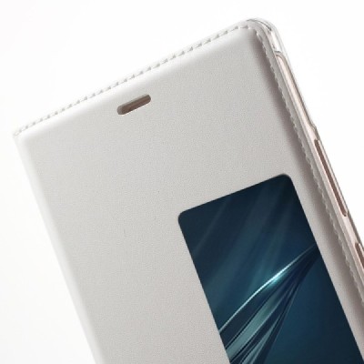 Huawei P9 Plus balts atvēramais Smart Window ādas maciņš / Vacins.lv