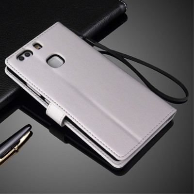 Huawei P9 Plus (Huawei Ascend P9 Plus) atvēramais ādas balts maciņš (maks) / Vacins.lv