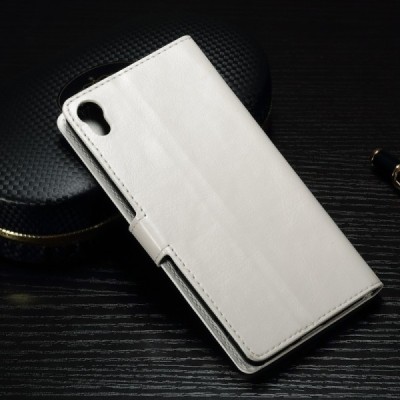 Sony Xperia XA atvēramais ādas balts maciņš (maks) / Vacins.lv