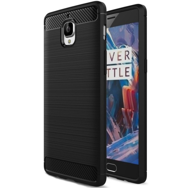 „Carbon“ kieto silikono (TPU) dėklas - juodas (OnePlus 3)