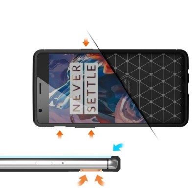 OnePlus 3 (OnePlus Three) „Carbon“ kieto silikono TPU juodas dėklas - nugarėlė / Priedai.lt