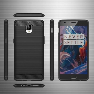 OnePlus 3 (OnePlus Three) „Carbon“ kieto silikono TPU juodas dėklas - nugarėlė / Priedai.lt