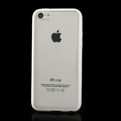 Apple iPhone 5C plastmasas dzidrs (caurspīdīgs) un balts futrālis / Vacins.lv