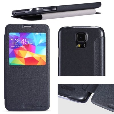 Samsung Galaxy S5 G900 (S5 Neo G903) „Nillkin“ Sparkle atvēramais pelēks maciņš / Vacins.lv