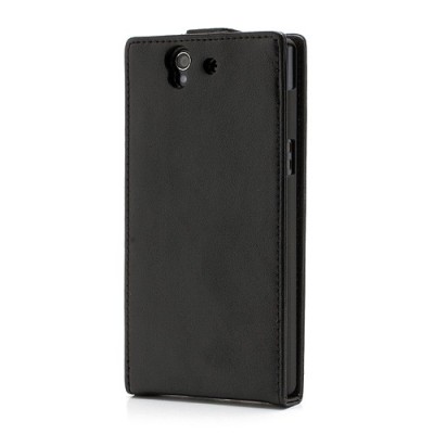 Atverčiamas Sony Xperia Z  juodas odinis dėklas / Priedai.lt