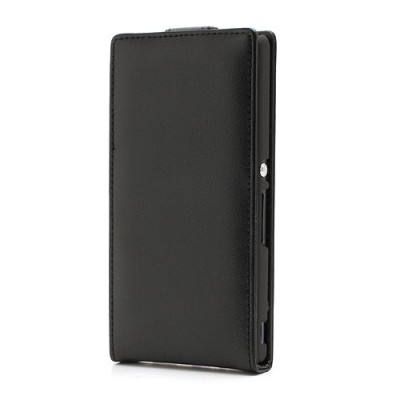 Atverčiamas Sony Xperia Z  juodas odinis dėklas / Priedai.lt