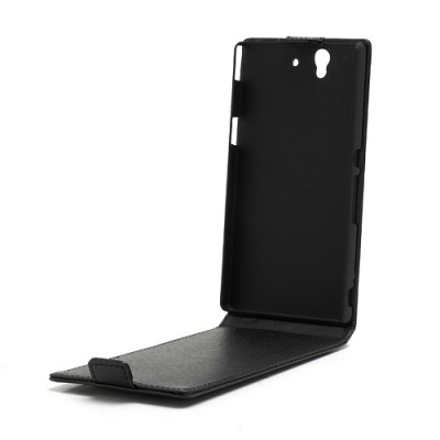 Atverčiamas Sony Xperia Z  juodas odinis dėklas / Priedai.lt