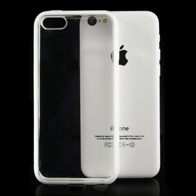 Apple iPhone 5C plastmasas dzidrs (caurspīdīgs) un balts futrālis / Vacins.lv
