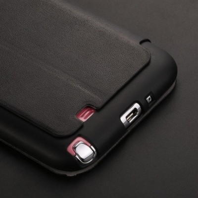 X-Level“ Slim Fit atverčiamas juodas odinis Samsung Galaxy Note 2 (N7100) dėklas / Priedai.lt