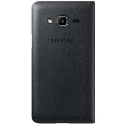 Samsung Galaxy J3 2016 (J320) oficiāls Flip Wallet Cover atvērams melns ādas maciņš (maks) / Vacins.lv