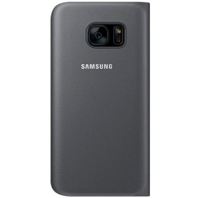 Samsung Galaxy S7 (G930) originalus Flip Wallet Cover atverčiamas juodas odinis dėklas - piniginė / Priedai.lt