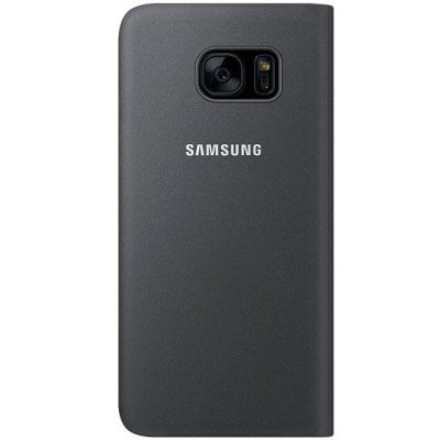 Samsung Galaxy S7 Edge (G935) oficiāls Flip Wallet Cover atvērams melns ādas maciņš (maks) / Vacins.lv