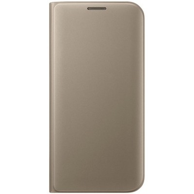 Samsung Galaxy S7 Edge (G935) oficiāls Flip Wallet Cover atvērams zelta ādas maciņš (maks) / Vacins.lv