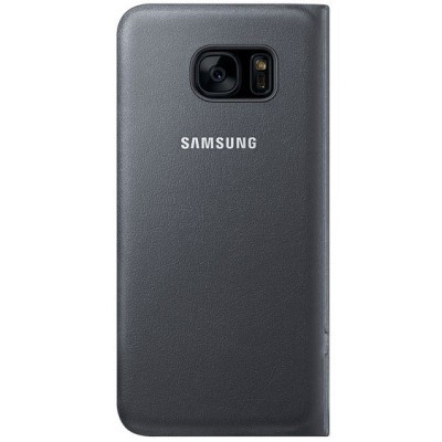 Samsung Galaxy S7 Edge (G935) oficiāls Led View Cover atvērams melns ādas maciņš (maks) / Vacins.lv