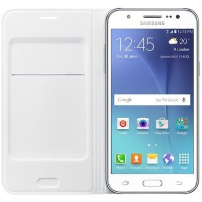 Samsung Galaxy J5 2016 (J510) oficiāls Flip Wallet Cover atvērams balts ādas maciņš (maks) / Vacins.lv