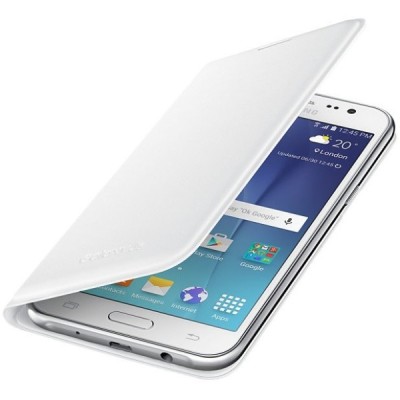 Samsung Galaxy J5 2016 (J510) oficiāls Flip Wallet Cover atvērams balts ādas maciņš (maks) / Vacins.lv