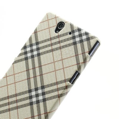 „Burberry“ stiliaus Sony Xperia Z šviesiai rudas dėklas / Priedai.lt