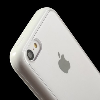 Apple iPhone 5C plastmasas dzidrs (caurspīdīgs) un balts futrālis / Vacins.lv