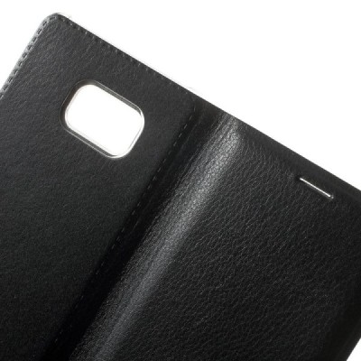 Samsung Galaxy Note 7 (N930) juodas odinis atverčiamas Smart Wallet dėklas - piniginė / Priedai.lt