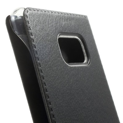 Samsung Galaxy Note 7 (N930) juodas odinis atverčiamas Smart Wallet dėklas - piniginė / Priedai.lt