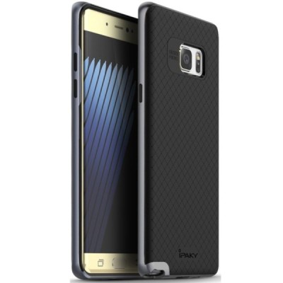 Samsung Galaxy Note 7 (N930) „IPAKY“ kieto silikono TPU juodas (pilkais apvadais) dėklas - nugarėlė / Priedai.lt
