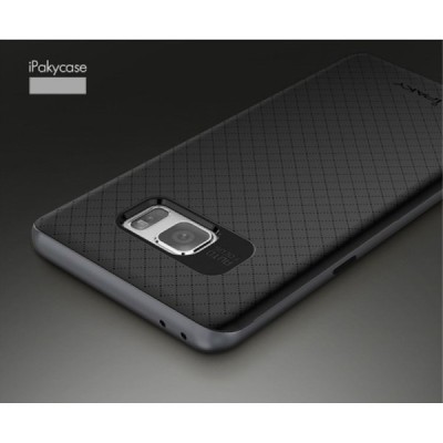 Samsung Galaxy Note 7 (N930) „IPAKY“ kieto silikono TPU juodas (pilkais apvadais) dėklas - nugarėlė / Priedai.lt