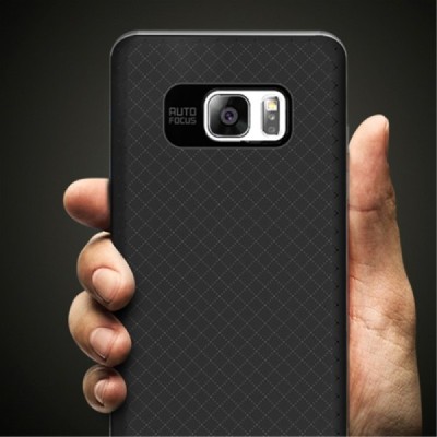 Samsung Galaxy Note 7 (N930) „IPAKY“ cieta silikona (TPU) melns apvalks (apmales - sudrabā krāsā) / Vacins.lv