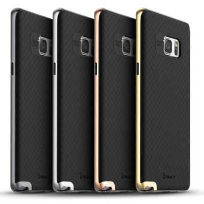 Samsung Galaxy Note 7 (N930) „IPAKY“ cieta silikona (TPU) melns apvalks (apmales - sudrabā krāsā) / Vacins.lv