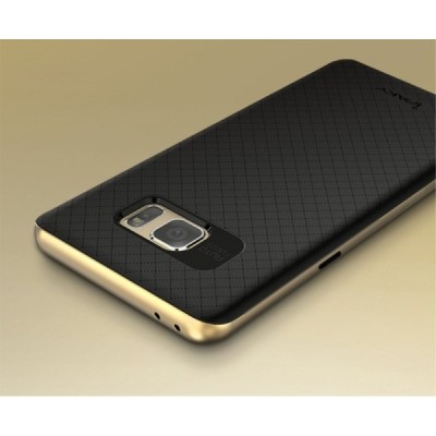 Samsung Galaxy Note 7 (N930) „IPAKY“ cieta silikona (TPU) melns apvalks (apmales - zeltā krāsā) / Vacins.lv