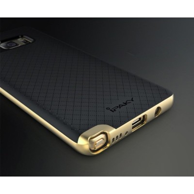 Samsung Galaxy Note 7 (N930) „IPAKY“ cieta silikona (TPU) melns apvalks (apmales - zeltā krāsā) / Vacins.lv