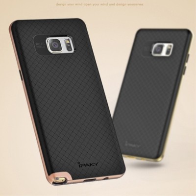 Samsung Galaxy Note 7 (N930) „IPAKY“ kieto silikono TPU juodas (rožiniais apvadais) dėklas - nugarėlė / Priedai.lt