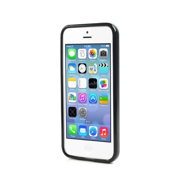 Plastmasas apvalks ar sānu apmale - dzidrs / melns (iPhone 5C)