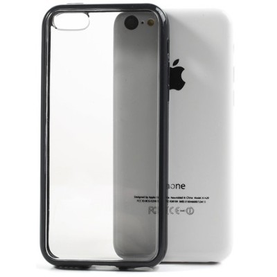 Dzidrs / melns cieta silikona un plastmasas Apple iPhone 5C bamperis, apvalks / vacins.lv