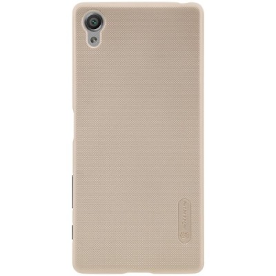 Sony Xperia X (F5121, F5122) Nillkin Frosted Shield zelta plastmasas futrālis + ekrāna aizsargplēve / Vacins.lv